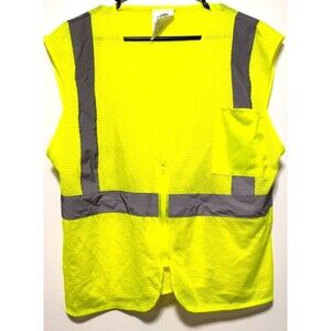 Condor Safety Vest Zip Up Medium ANSI Yellow Mesh Reflective Workwear Gear